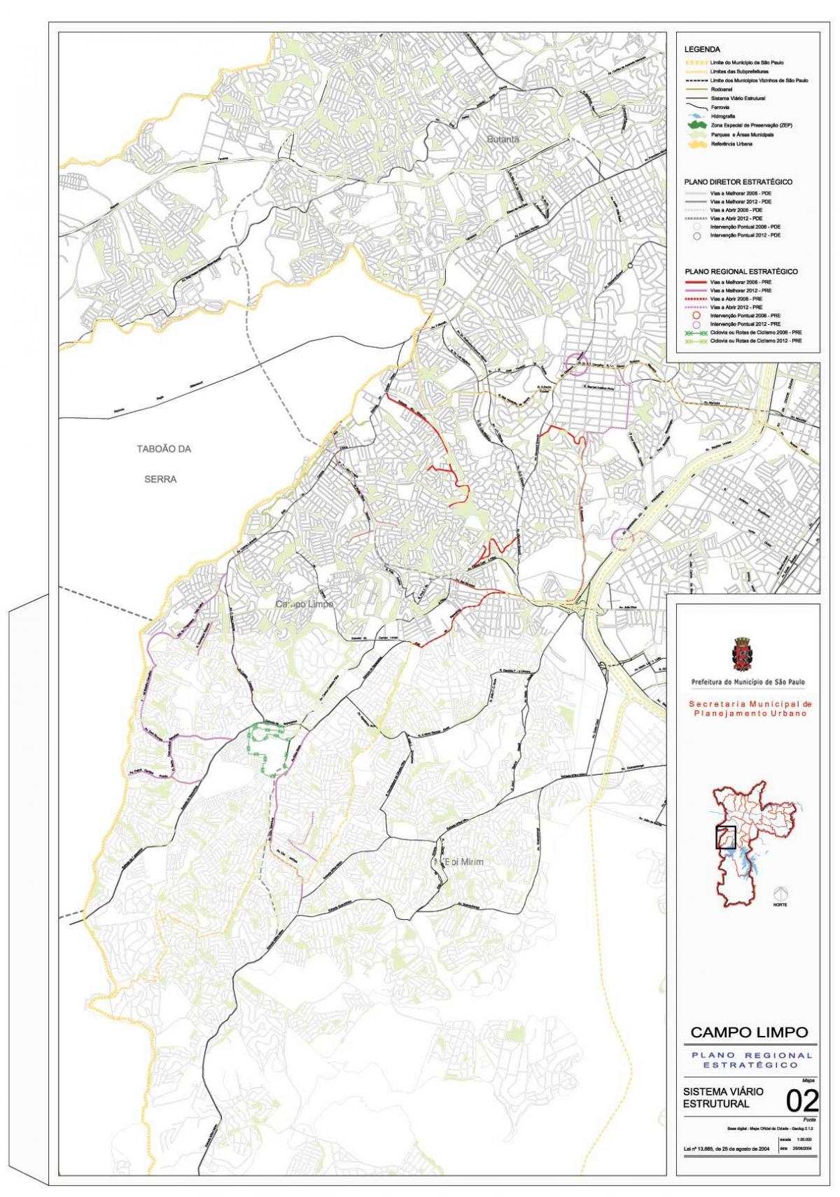 Карта на Campo Лимпу-Сао Паоло - пътища