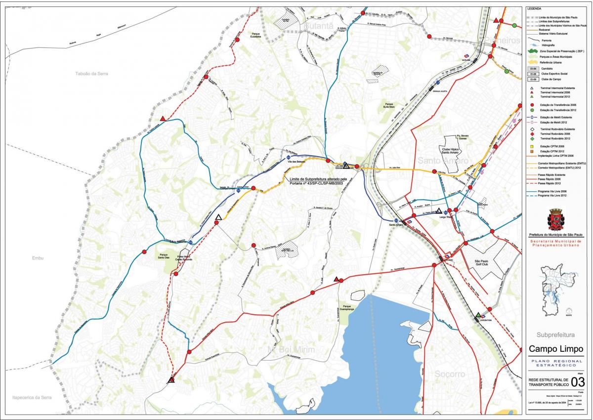 Карта на Campo Лимпу-Сао Паоло - обществен транспорт
