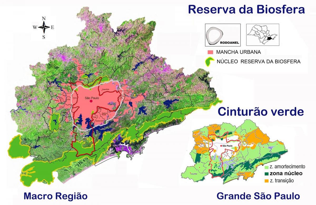 Карта на биосферен резерват зелен пояс Сао Пауло