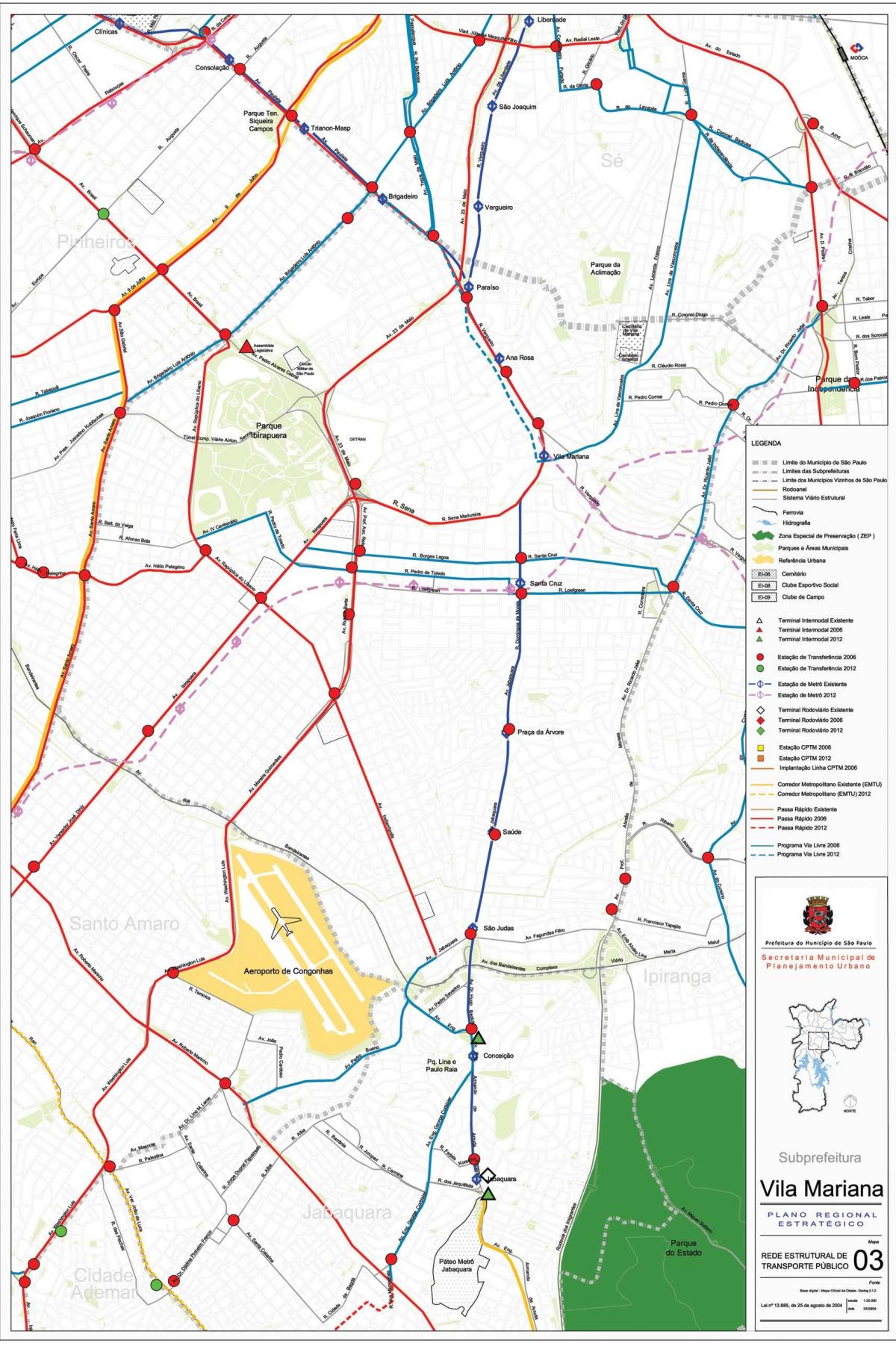 Карта на Вила Мариана Сао Пауло - обществен транспорт