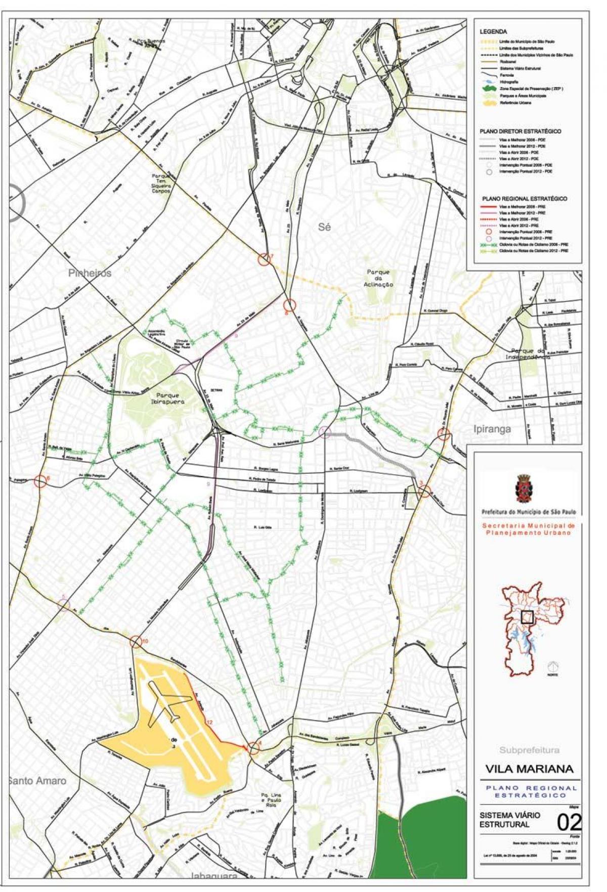 Карта на Вила Мариана Сао Пауло - пътища