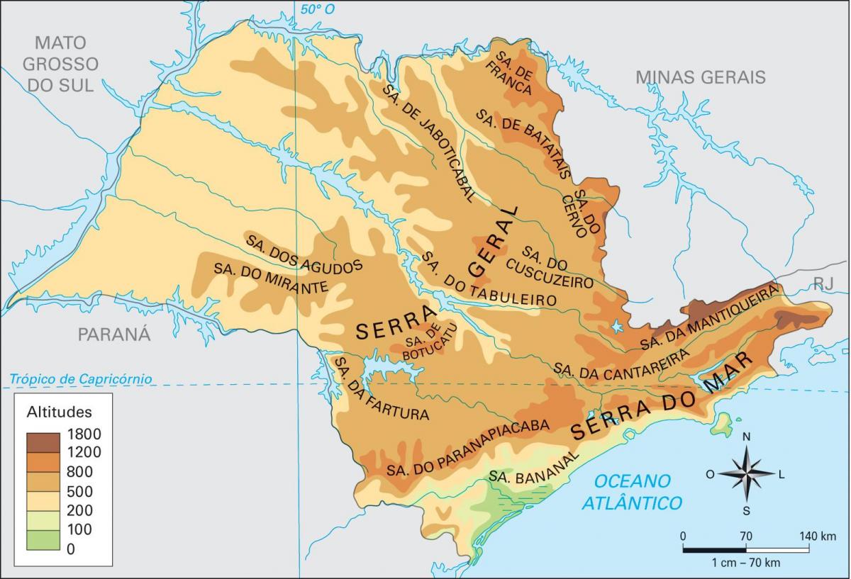 Карта на висотата на Сао Пауло