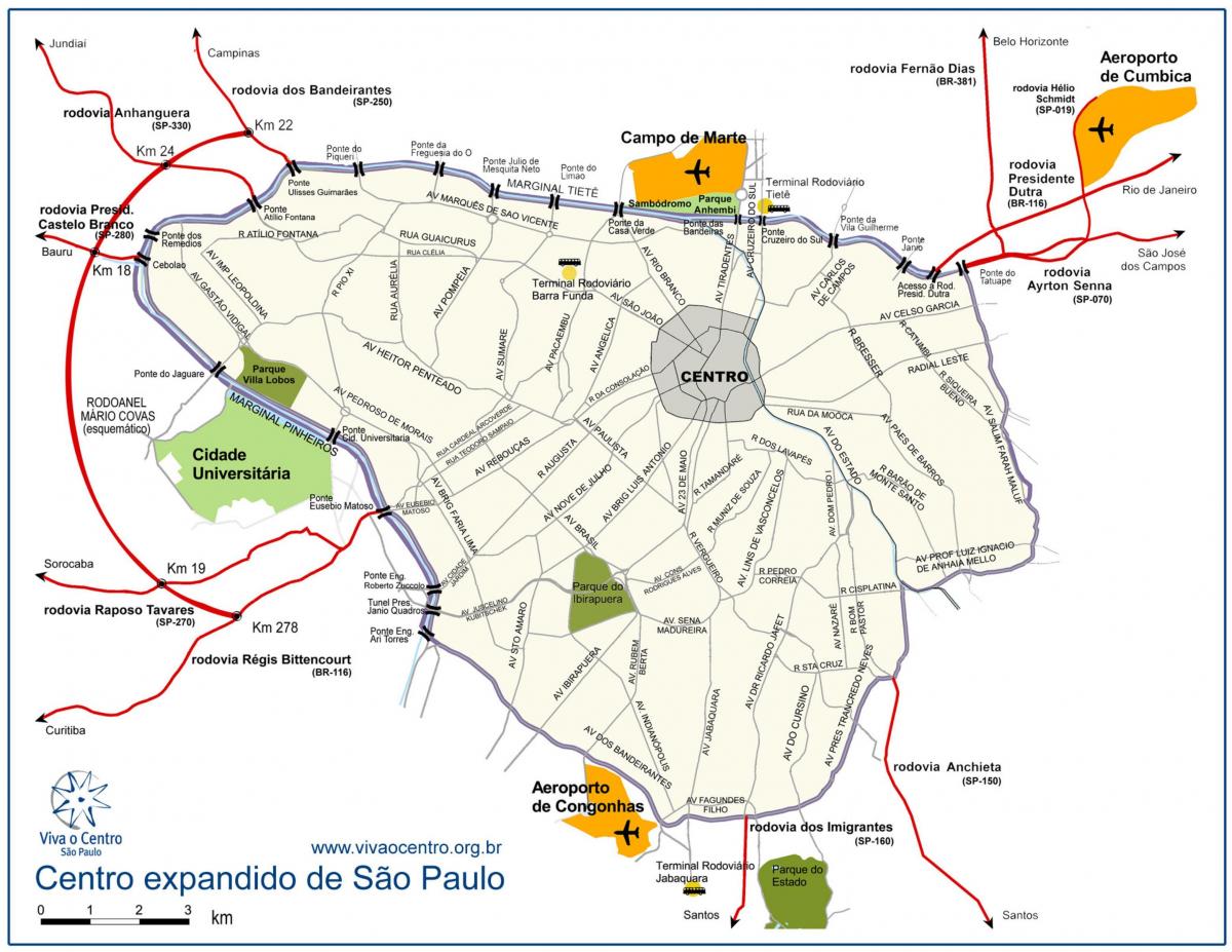 Карта на голям Сао Пауло център