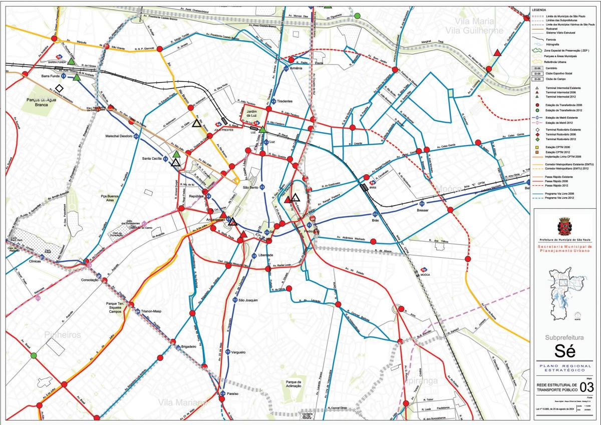 Карта ce Сао Пауло - обществен транспорт