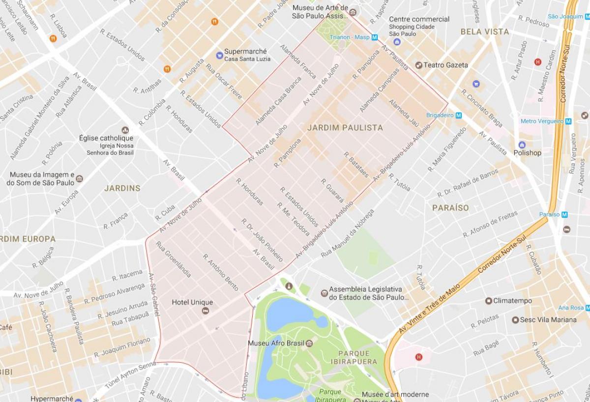 Карта Жардим Paulista-Сао Пауло