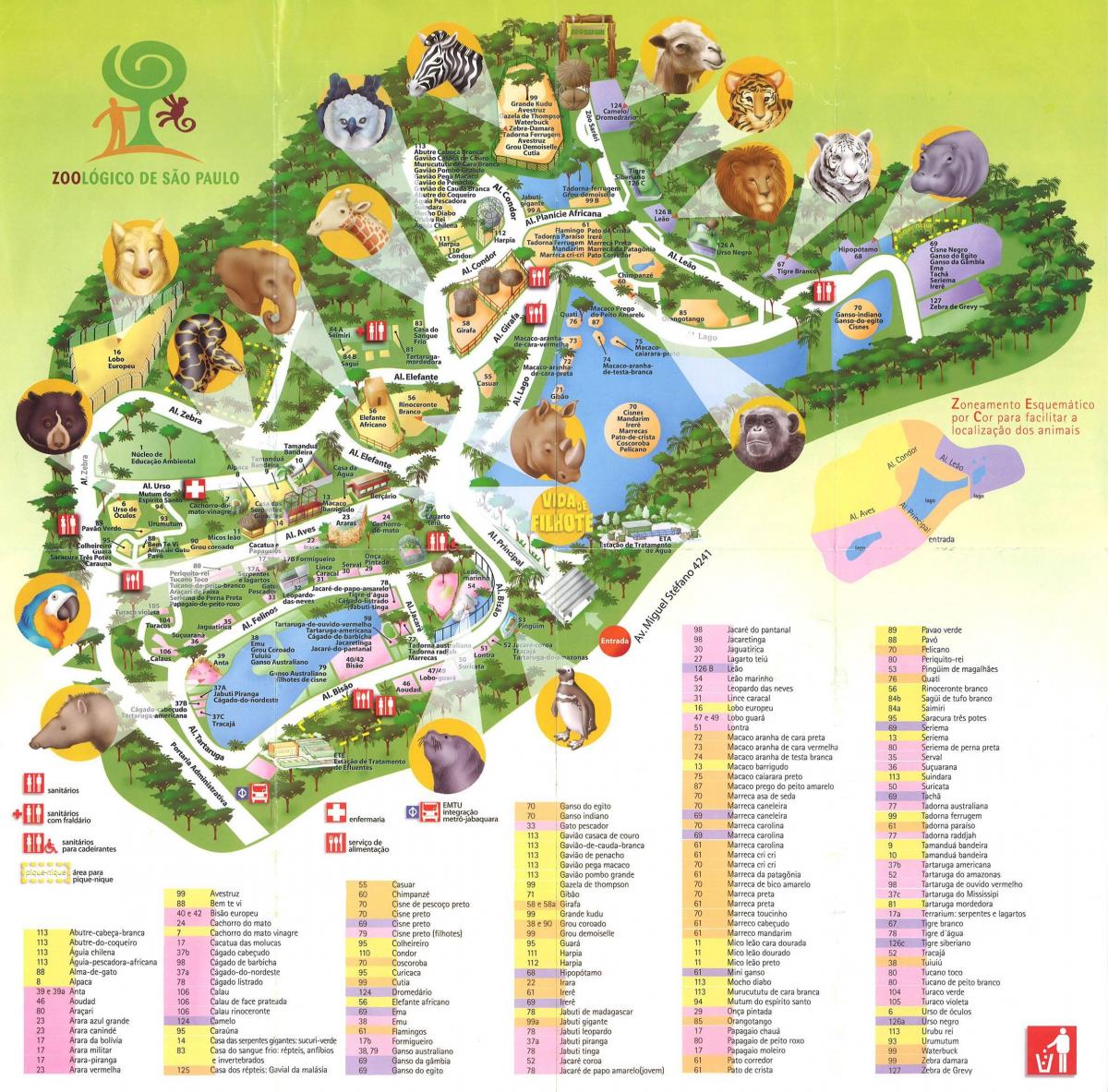 Карта на зоологически парк на Сан Пауло
