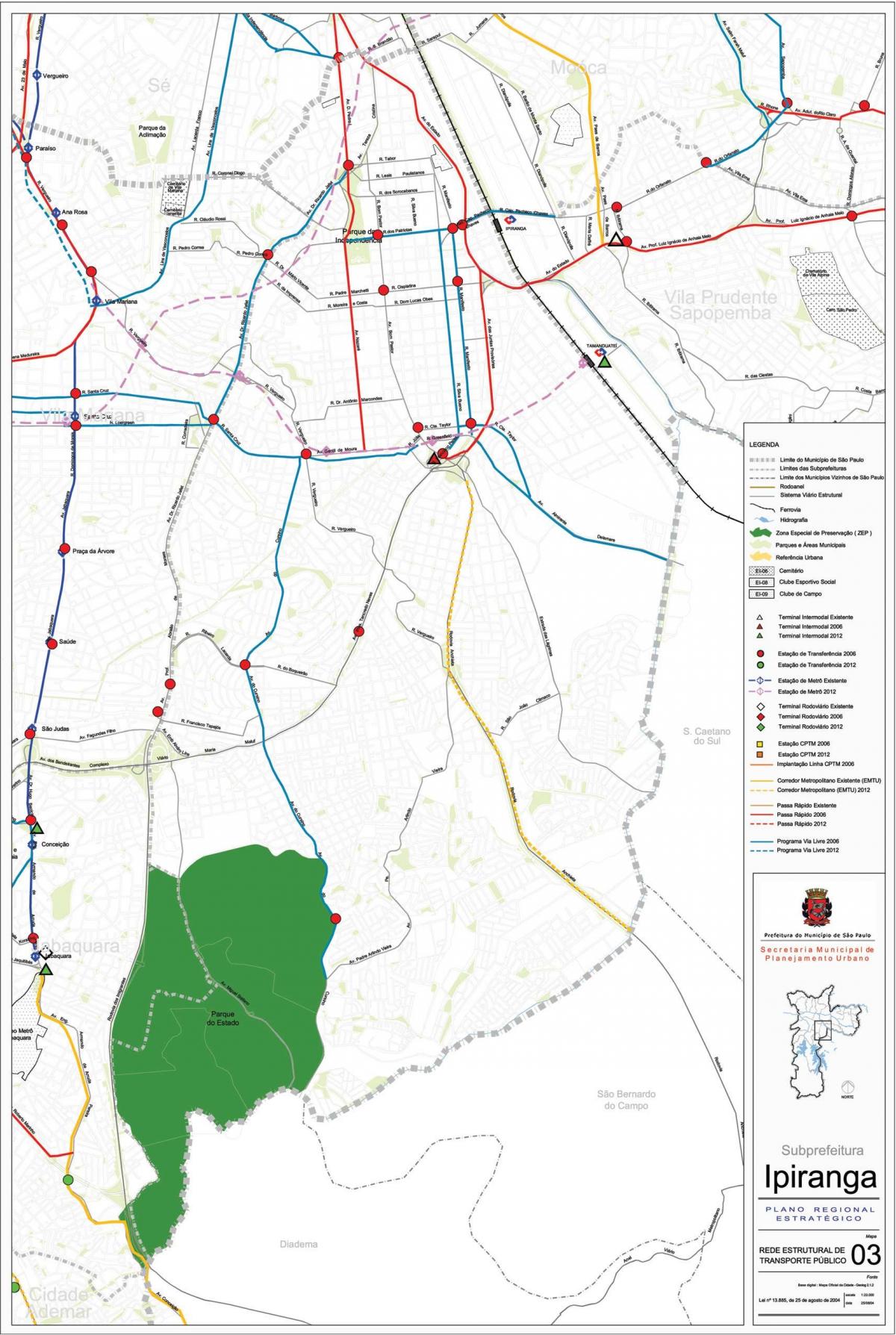 Карта Ипиранга-Сао Паоло - обществен транспорт