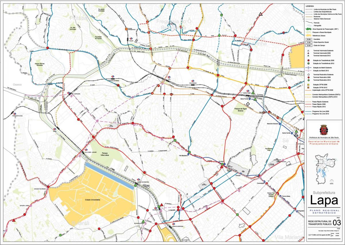 Карта Лапа Сао Пауло - обществен транспорт