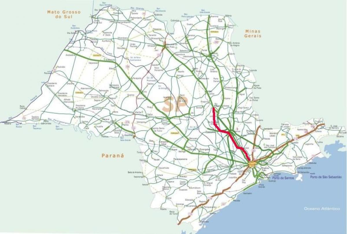 Карта на магистрала Бандейрантис - СП 348