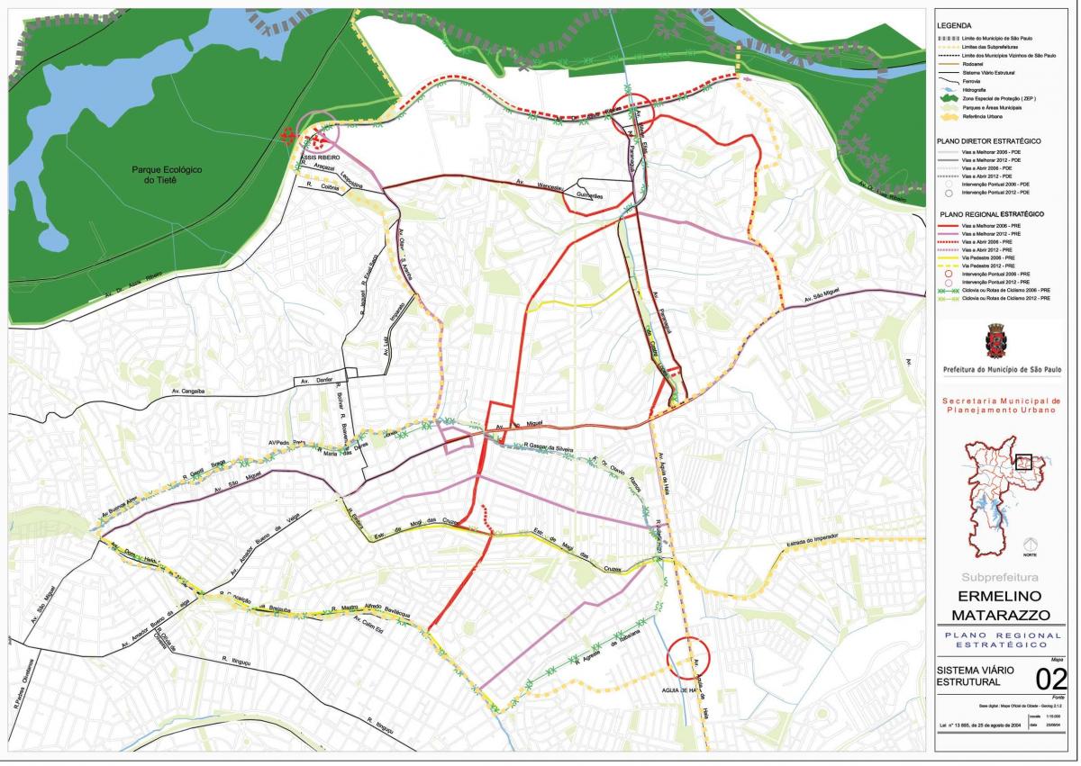 Карта Ermelino Матараццо Сао Пауло - пътища