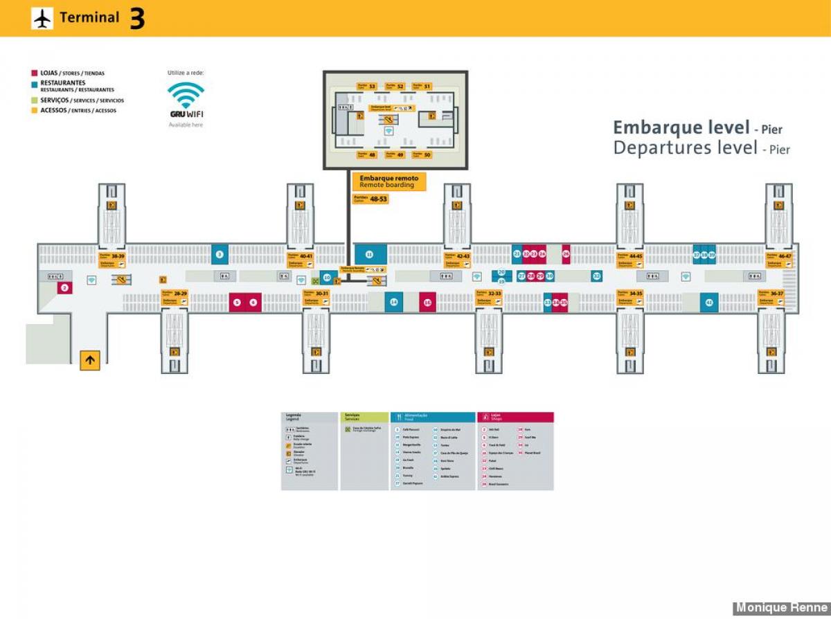 Карта на Международното летище guarulhos - терминал 3