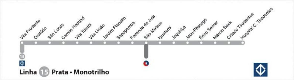 Карта на метрото в Сао Пауло - линия 15 - сребърен