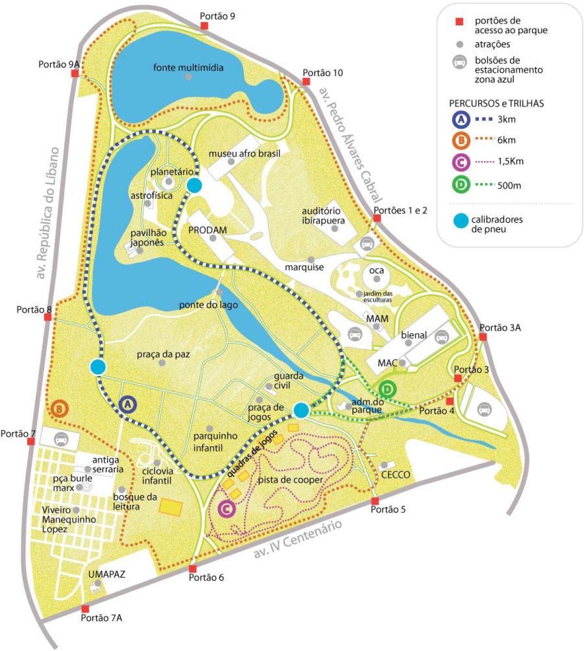 Карта на парка Ибирапуэра