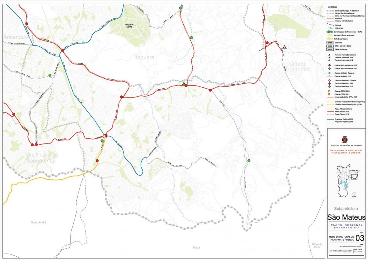 Карта на Сан Матеус-Сао Паоло - обществен транспорт
