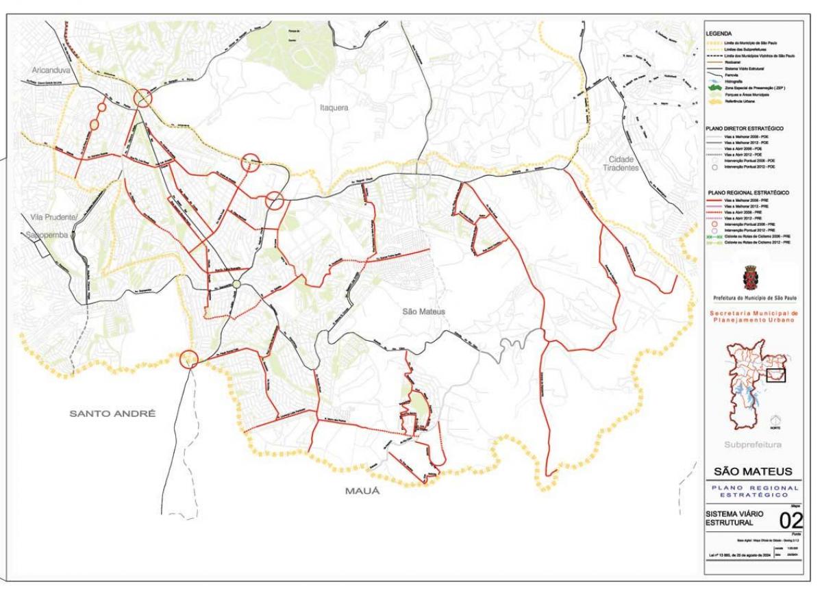Карта на Сан Матеус-Сао Паоло - пътища