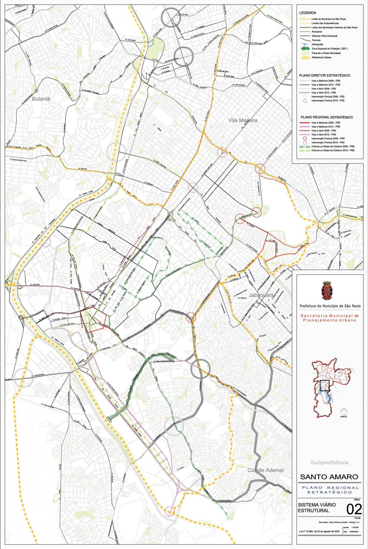 Карта на Санто-Амару Сао Паоло - пътища