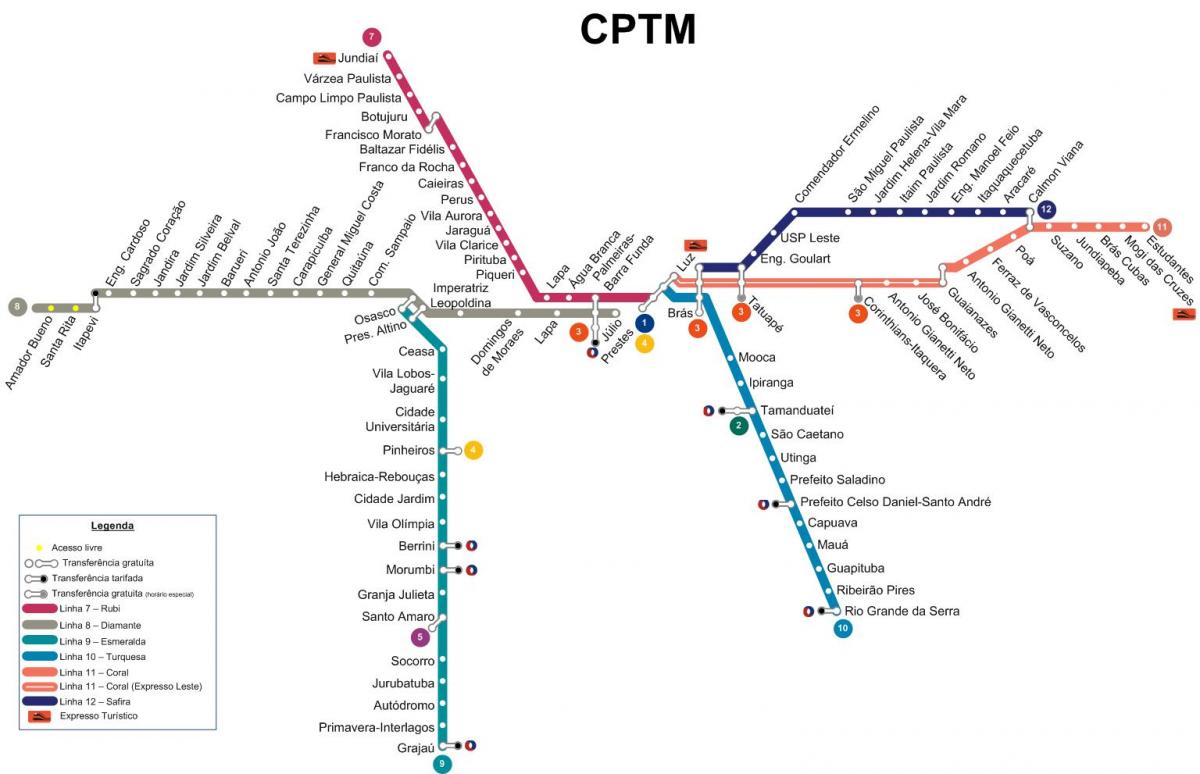 Карта на Сан Пауло CPTM
