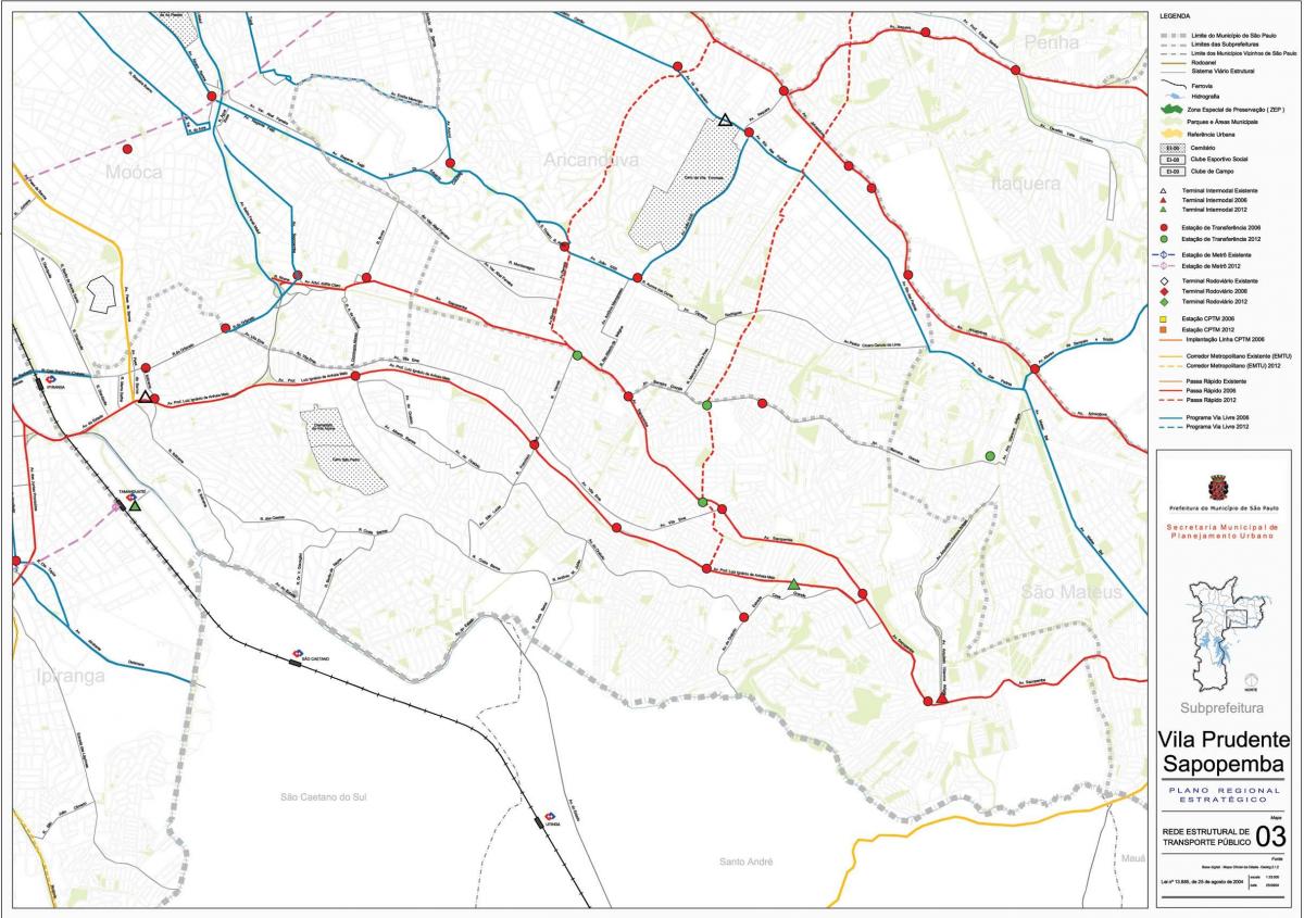 Карта на Сан Пауло-Вила-Пруденти - обществен транспорт