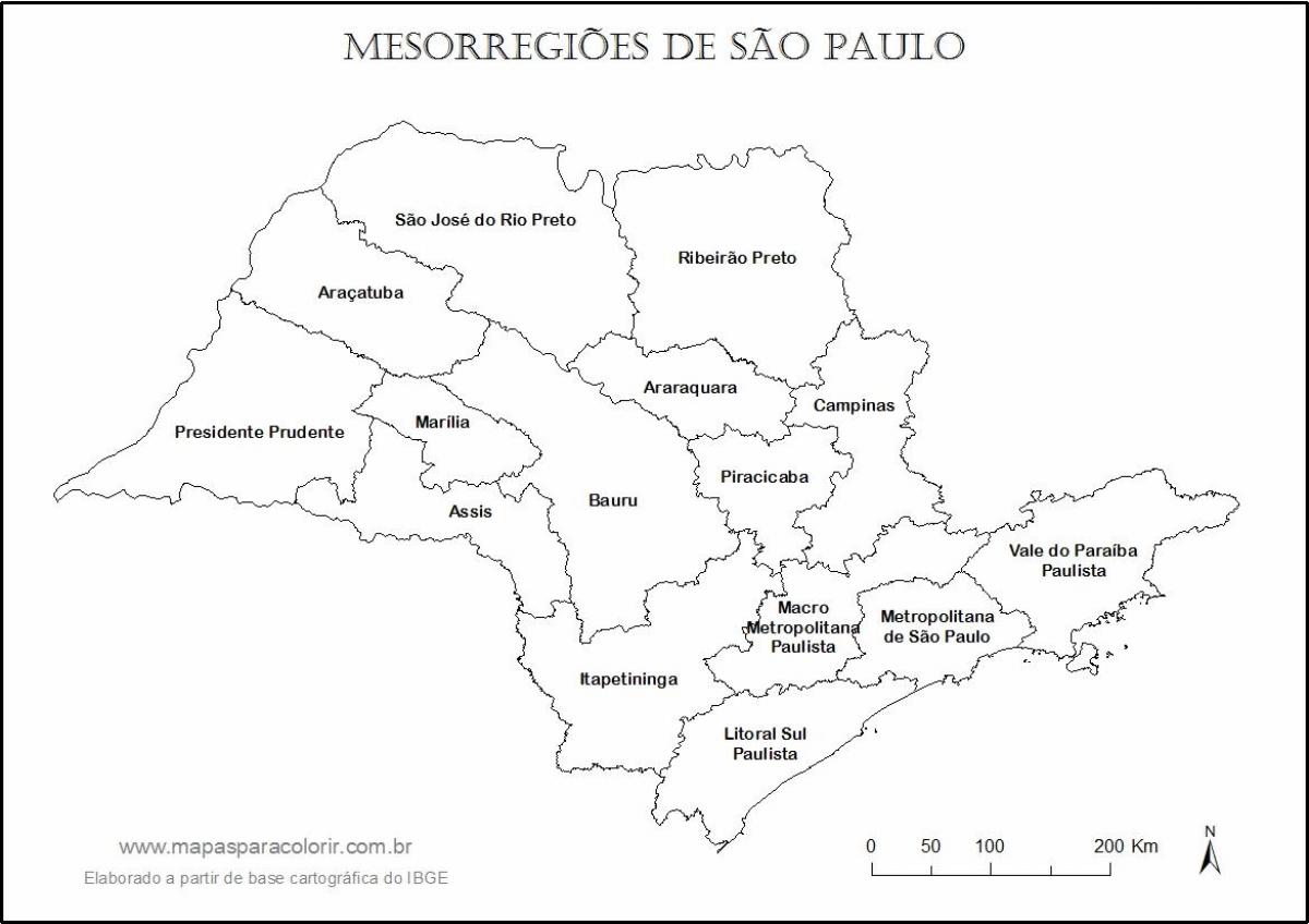 Карта на Сан Пауло Дева - имена региони