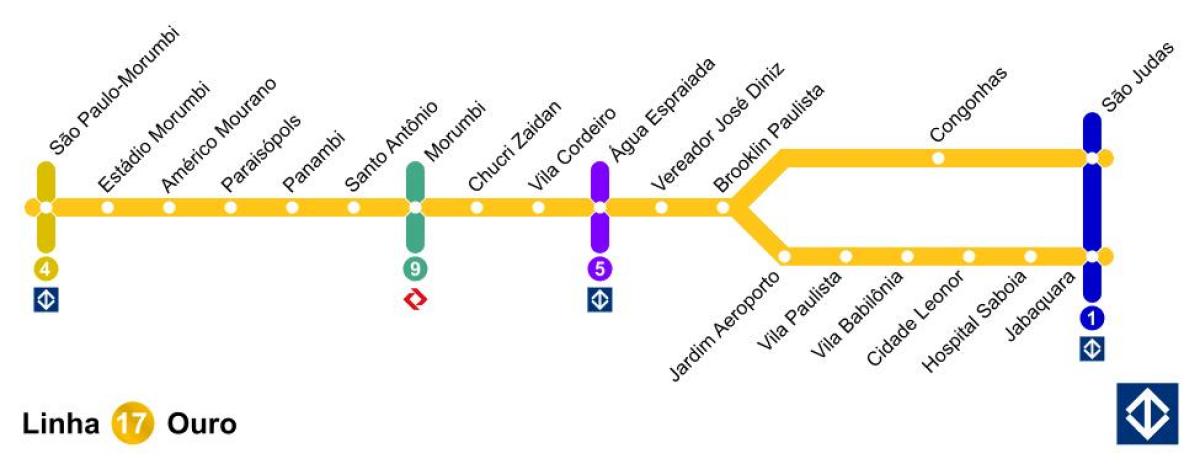 Карта на Сан Пауло монорелсова линия 17 - злато