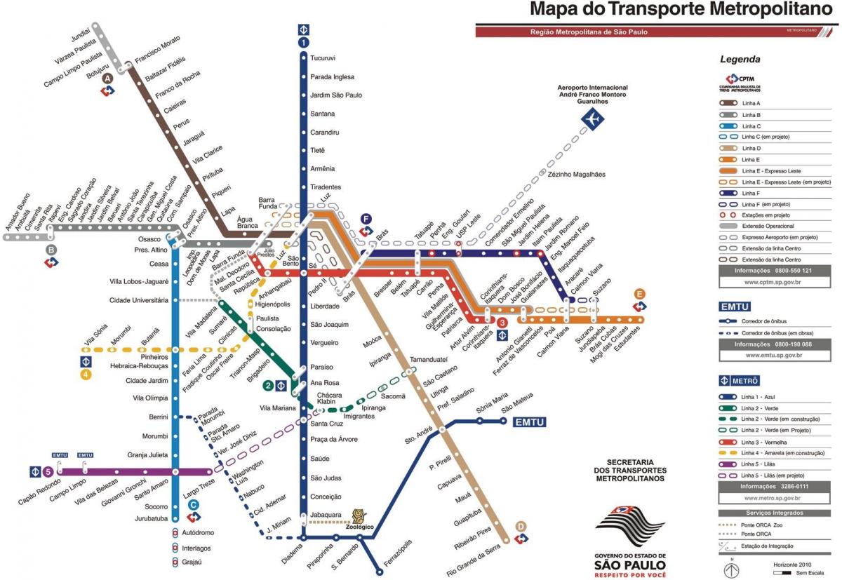Карта на столичен транспорт Сао Пауло