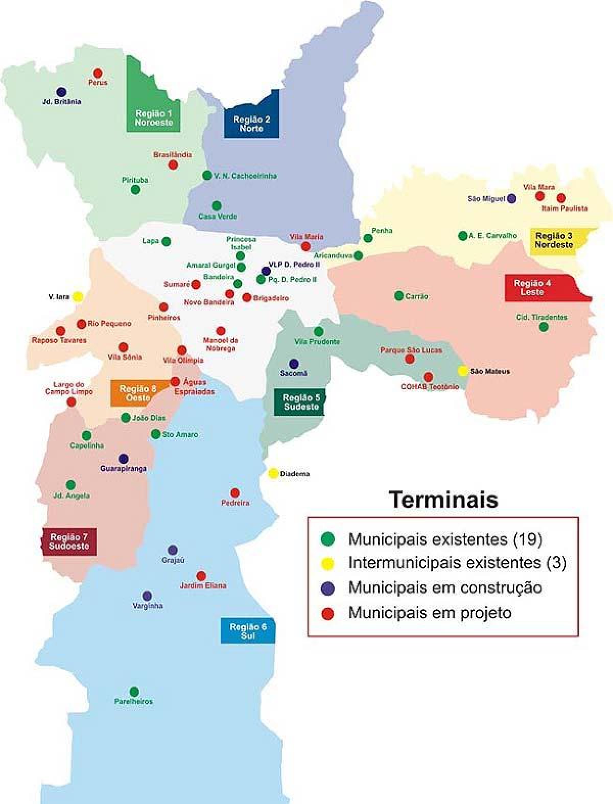 Карта терминали автобус Сао Пауло