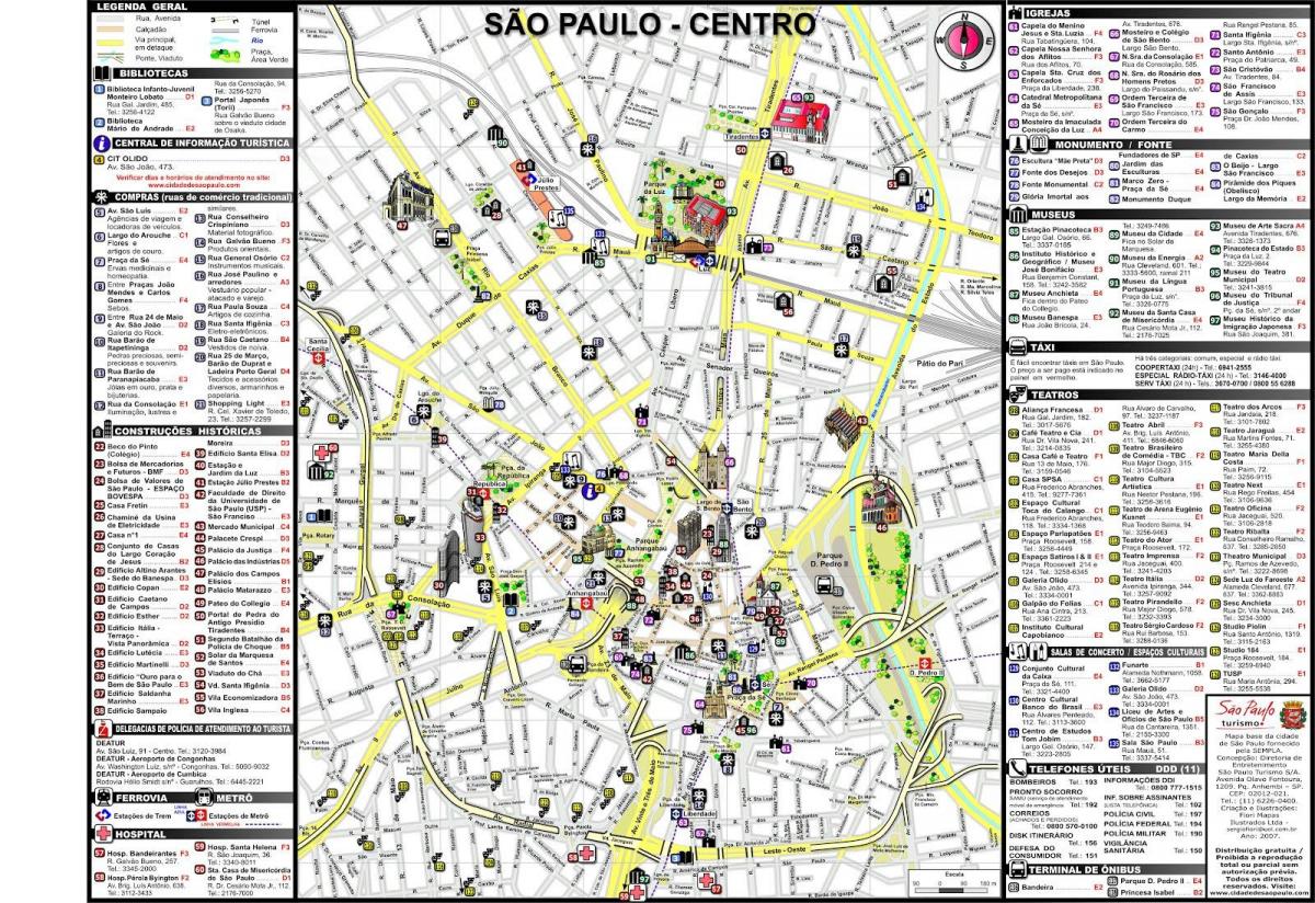 Карта на центъра на Сан Пауло
