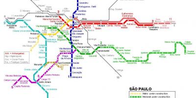 Карта на Сан Пауло монорельса