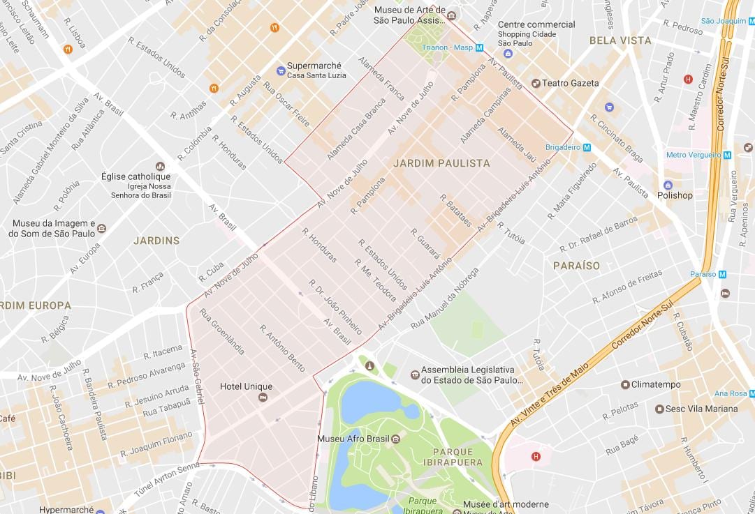 Карта Жардим Paulista-Сао Пауло