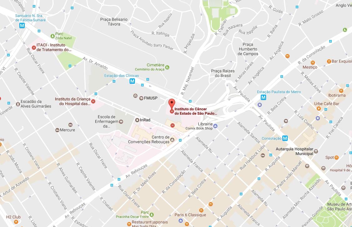 Карта на Институт за рака в Сао Пауло