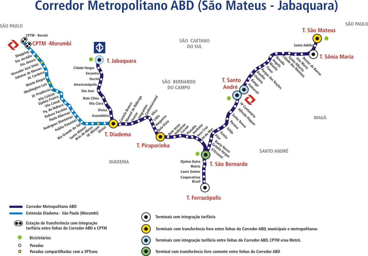 Карта коредоре метрополитано Dba