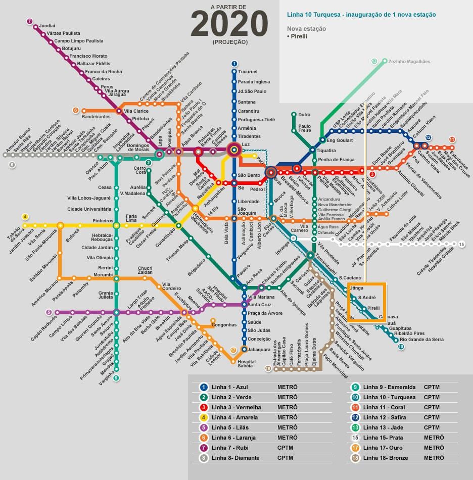 Карта на метрото в Сао Пауло