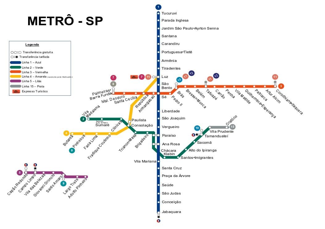 Карта на метрото в Сао Пауло