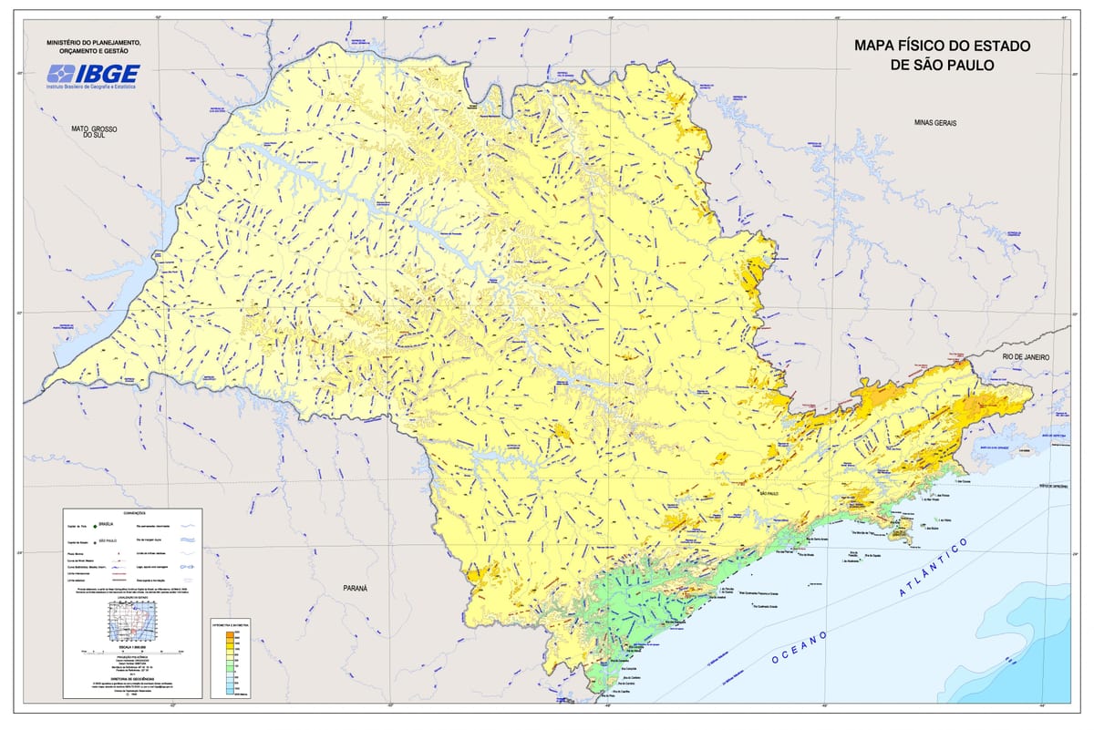 Карта на Сан Пауло облекчение