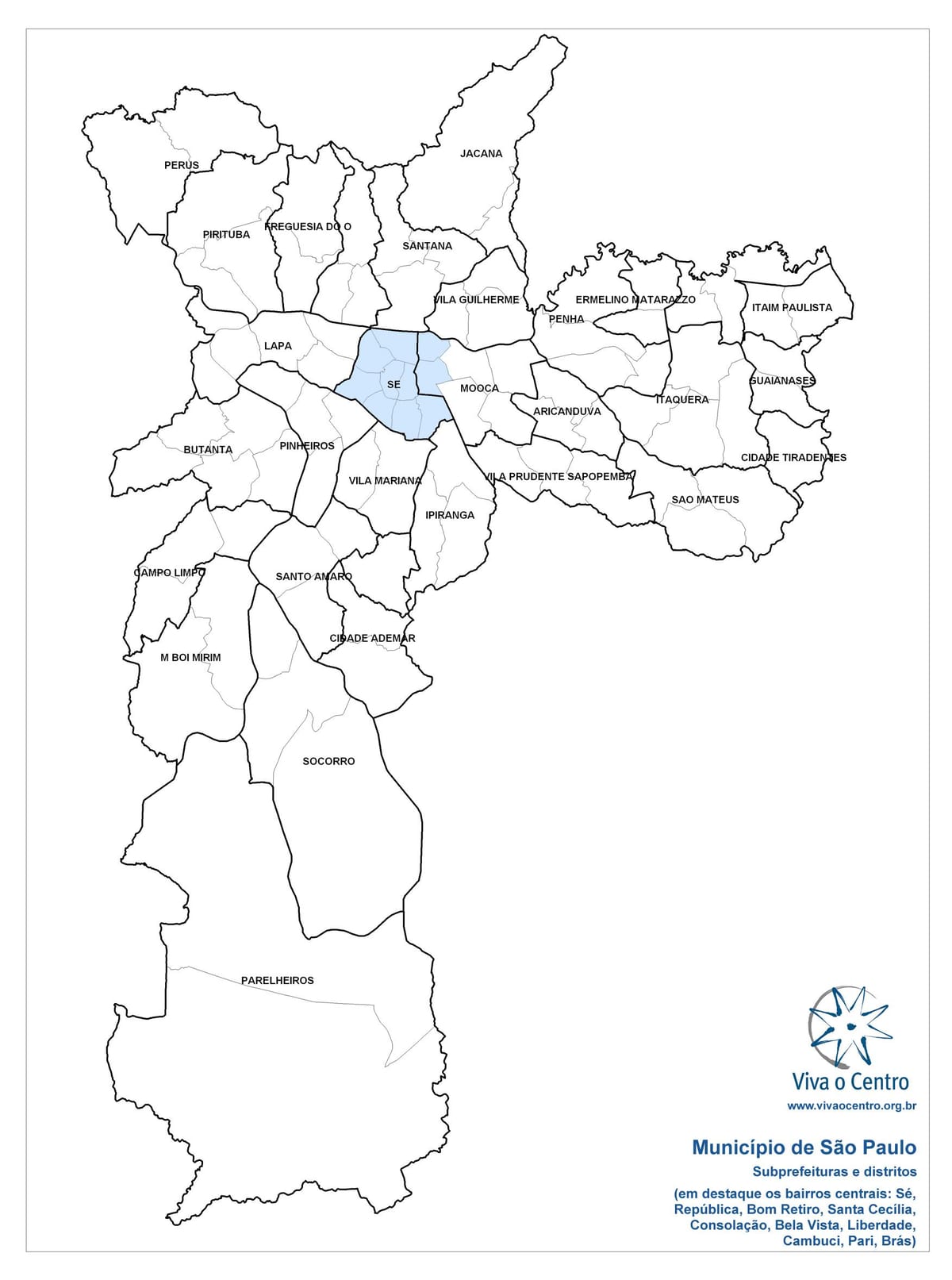 Карта на централна зона на Сан Пауло