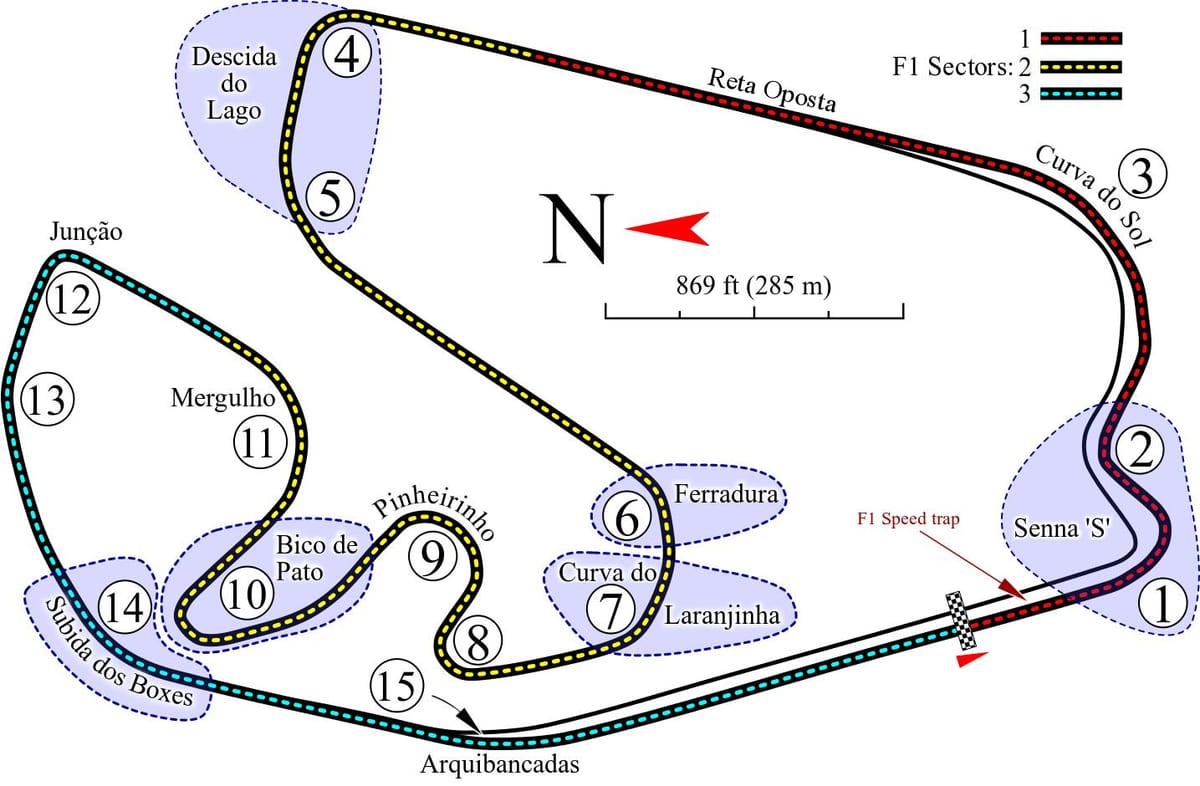 Карта на пистата на име Хосе Карлос ПАСЕ в Сао Пауло