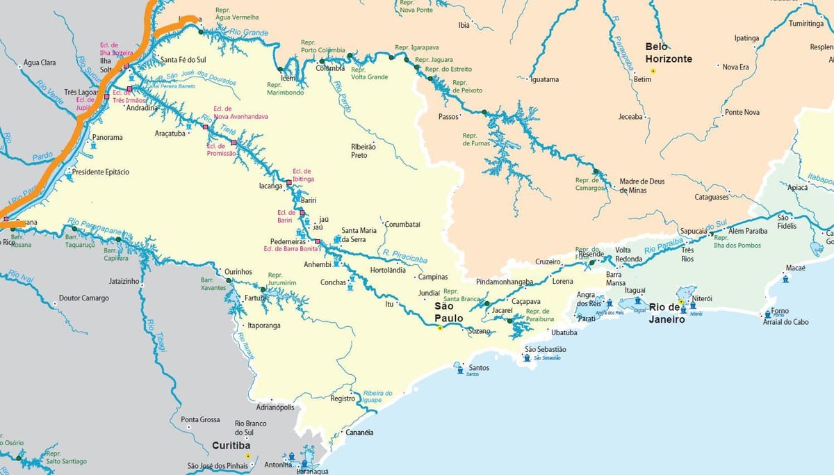Карта на Сан Пауло реки