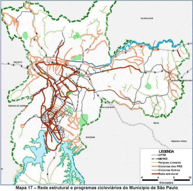 Карта на Сан Пауло велосипедна пътека