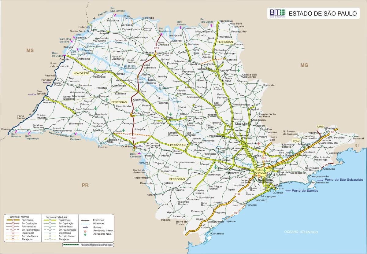 Карта на щата Сао Пауло