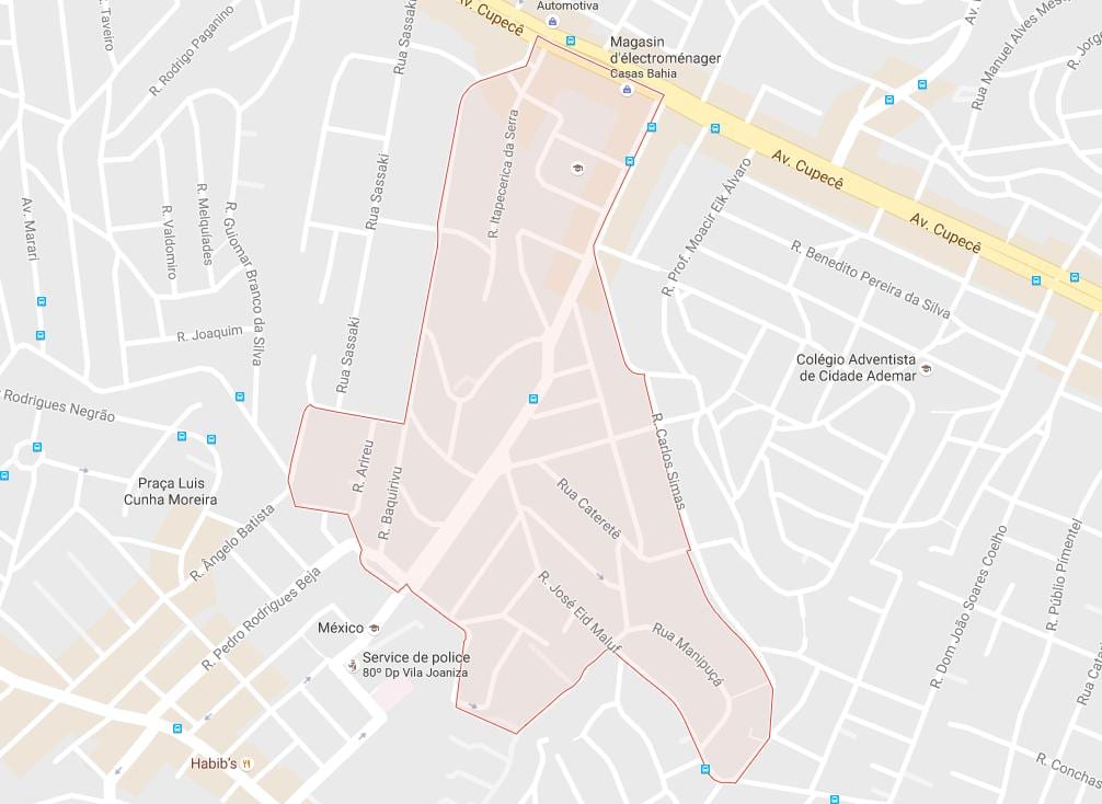 Карта Сидаде Адемаре Сао Пауло