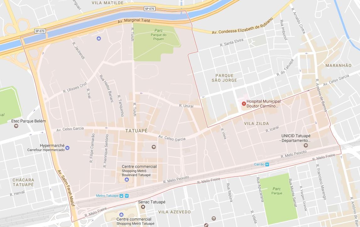 Карта Tatuapé Сао Пауло