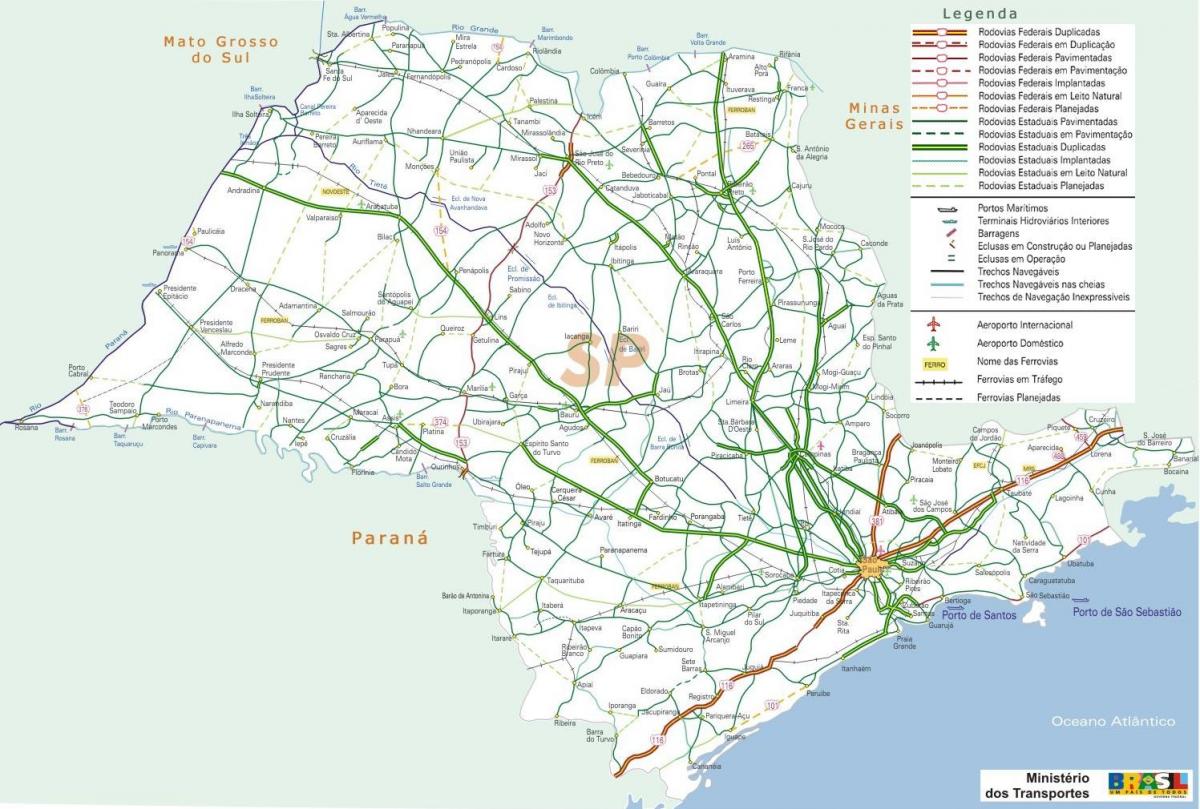 Карта на автомобилни пътища на Сао Пауло