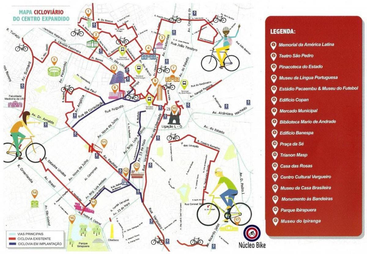 Карта на Сан Пауло велодорожка