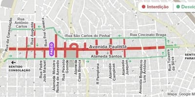Карта авеню Paulista, в Сао Пауло