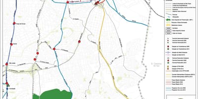 Карта Ипиранга-Сао Паоло - обществен транспорт