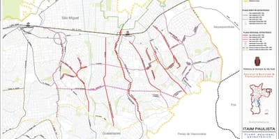 Карта Итайн Паулисте - Curuçá Вила-Сао Паоло - пътища