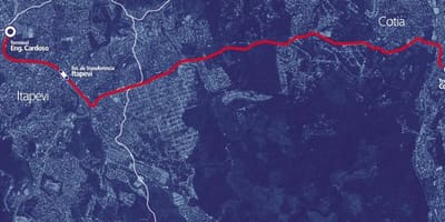 Карта коредоре БРТ метрополитано Итапеви-Котия
