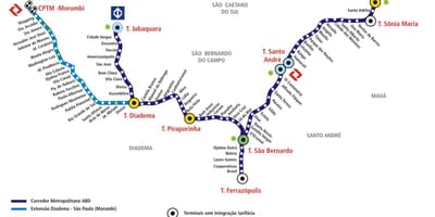 Карта коредоре метрополитано Dba