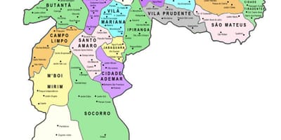 Карта субпрефектуры град Сао Пауло