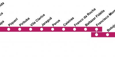 Карта на Сан Пауло CPTM - линия 7 - рубин